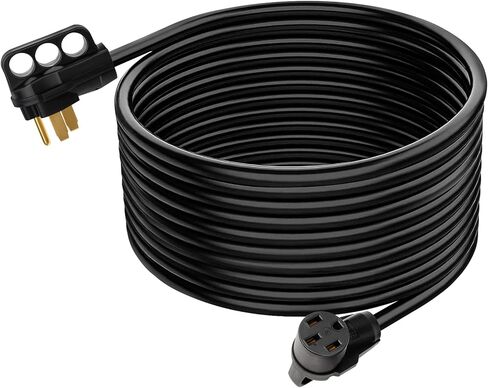 SCITOO RV Extension Cord 50 Amp 50 FT Black, Heavy Duty 6AWG3C 8AWG1C with Grip Handle NEMA 14-50P Male Plug and NEMA 14-50R Female Receptacle for RV Trailer Campers Caravan, ETL/CETL Listed in Saudi Arabia