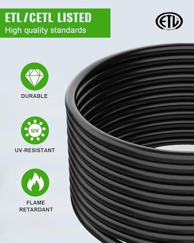SCITOO RV Extension Cord 50 Amp 50 FT Black, Heavy Duty 6AWG3C 8AWG1C with Grip Handle NEMA 14-50P Male Plug and NEMA 14-50R Female Receptacle for RV Trailer Campers Caravan, ETL/CETL Listed in Saudi Arabia