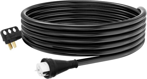 SCITOO RV Extension Cord 50 Amp 50 FT Black, Heavy Duty 6AWG3C 8AWG1C with Grip Handle NEMA 14-50P Male Plug and NEMA 14-50R Female Receptacle for RV Trailer Campers Caravan, ETL/CETL Listed in Saudi Arabia