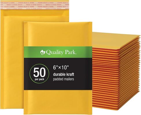 Quality Park Bubble Mailers, 6 x 9 Inch, Kraft Padded Envelopes, Durable Brown Shipping Envelopes, Self Seal Closure, 25 Per Box (QUA95001) in Saudi Arabia