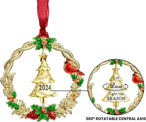 Christmas Tree Ornament Metal Silver Hanging Rotatable Design Charm Holiday Decorative Pendant Gift Keepsake (Snowman 2024) in Saudi Arabia