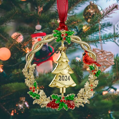 Christmas Tree Ornament Metal Silver Hanging Rotatable Design Charm Holiday Decorative Pendant Gift Keepsake (Snowman 2024) in Saudi Arabia