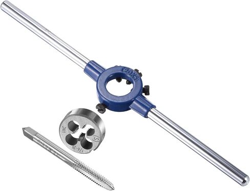 مجموعة مقبض المخزون من Tap and Die، 9/16-12 UNC Die & Fit 26mm-38mm OD / M12-M16 Die، مجموعة أدوات التنصت على الخيوط الفولاذية عالية السرعة ومفتاح الربط - (التطبيقات: لإصلاح الخيوط) in Kuwait