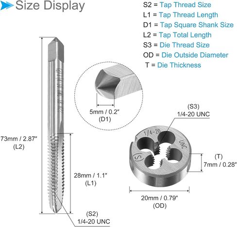 مجموعة مقبض المخزون من Tap and Die، 9/16-12 UNC Die & Fit 26mm-38mm OD / M12-M16 Die، مجموعة أدوات التنصت على الخيوط الفولاذية عالية السرعة ومفتاح الربط - (التطبيقات: لإصلاح الخيوط) in Kuwait
