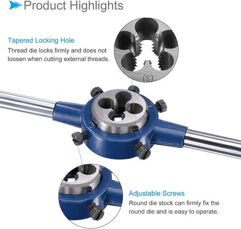 Tap and Die Stock Handle Set, 9/16-12 UNC Die & Fit 26mm-38mm OD / M12-M16 Die, High Speed Steel Thread Tapping and Wrench Tool Kit - (Applications: for Threading Repairing) in Kuwait