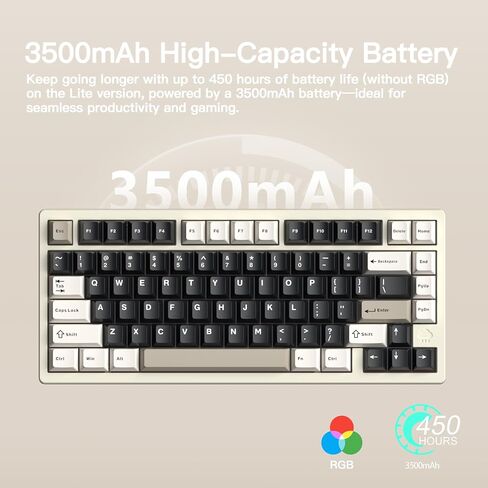 KEEBMONKEY WOBKEY Rainy 75 CNC الألومنيوم HMX/JWK/Cocoa Switches لوحة مفاتيح ميكانيكية ثلاثية الوضع مع صوتيات فائقة، RGB/FR4/Silver SUS304/7000mAh/Cocoa Switch (Pro - أسود) in Kuwait