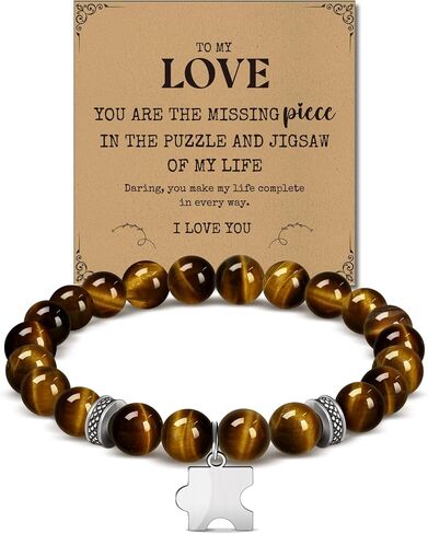 Thank you Bracelet Gifts for Men: Natural Stone Bracelet Birthday Christmas Gifts for Men Dad Son Grandson Boyfriend Husband - 8mm Tiger Eye Agate Bead Bracelets in Saudi Arabia