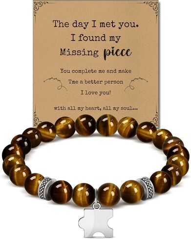 Thank you Bracelet Gifts for Men: Natural Stone Bracelet Birthday Christmas Gifts for Men Dad Son Grandson Boyfriend Husband - 8mm Tiger Eye Agate Bead Bracelets in Saudi Arabia