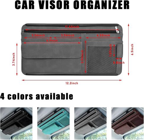 Car Sun Visor Organizer, Soft Leather Surface Eyeglasses Note Card Holder Car Storage Bag, Scratch-Resistant Waterproof Auto Sunshade Organizer Bag, Car Accessories (Brown) in Saudi Arabia