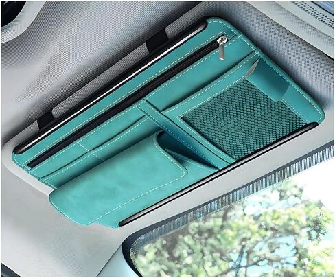 Car Sun Visor Organizer, Soft Leather Surface Eyeglasses Note Card Holder Car Storage Bag, Scratch-Resistant Waterproof Auto Sunshade Organizer Bag, Car Accessories (Brown) in Saudi Arabia