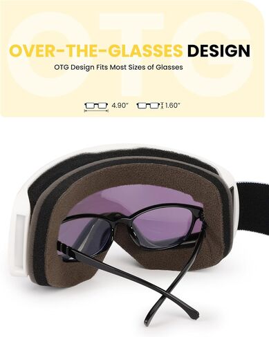 SNOWER Kids Ski Goggles, Anti-Fog Snow Goggles with OTG Design, 100% UV Protection, HD Lens for Kids Boys Girls in Saudi Arabia