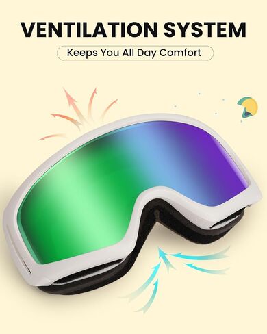 SNOWER Kids Ski Goggles, Anti-Fog Snow Goggles with OTG Design, 100% UV Protection, HD Lens for Kids Boys Girls in Saudi Arabia