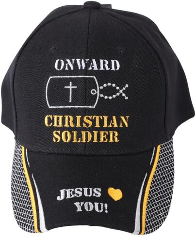 Onward Christian Soldier Camoflage Green Canvas Baseball Cap with Embroidery | One Size Fits All | Adjustable Hook & Loop Closure | 100% Cotton | 6 Panel hat w/ 6 Eyelets in Saudi Arabia