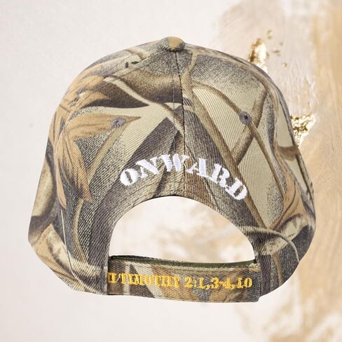 Onward Christian Soldier Camoflage Green Canvas Baseball Cap with Embroidery | One Size Fits All | Adjustable Hook & Loop Closure | 100% Cotton | 6 Panel hat w/ 6 Eyelets in Kuwait