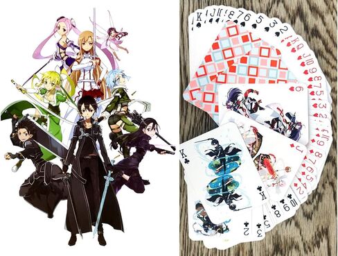 أوراق لعب الرسوم المتحركة على الإنترنت من Sword Art (مجموعة البوكر 54 بطاقة مختلفة كلها) SAO Kirito Asuna Manga Anime in Saudi Arabia