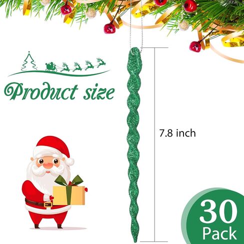 30 Pieces Plastic Icicle Twisted Plastic Icicle Christmas Ornaments Icicle Decoration Christmas Tree and Holiday Xmas Party Wedding Hanging (Gold,5.12 Inch) in Saudi Arabia
