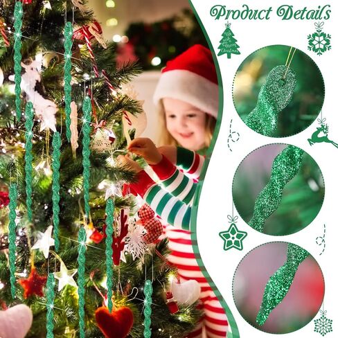 30 Pieces Plastic Icicle Twisted Plastic Icicle Christmas Ornaments Icicle Decoration Christmas Tree and Holiday Xmas Party Wedding Hanging (Gold,5.12 Inch) in Saudi Arabia