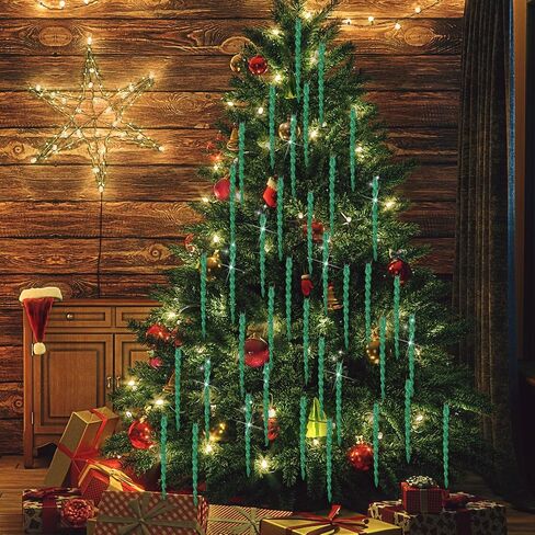 30 Pieces Plastic Icicle Twisted Plastic Icicle Christmas Ornaments Icicle Decoration Christmas Tree and Holiday Xmas Party Wedding Hanging (Gold,5.12 Inch) in Saudi Arabia