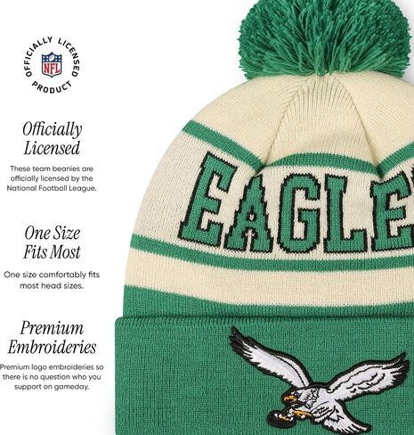 FOCO NFL Retro Team Logo Heritage Stripe Pom Beanie Hat in Saudi Arabia