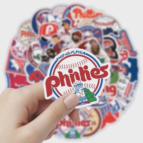 50 PCS Philadelphia City Philliezzz Stickers Baseball Colorful Aesthetic Decals Vinyl Sticker Waterproof for Water Bottle Computer Laptop Luggage Phone Car Skateboard Bumper 2-3 inches in Saudi Arabia