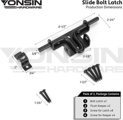 Slide Bolt Gate Latch Heavy Duty for Wooden Fence, Sliding Bolt Gate Latch Door Lock Hardware with Padlock Hole, Door Latch for Wooden Gate, Vinyl Fence, Barn, Shed, Black in Kuwait