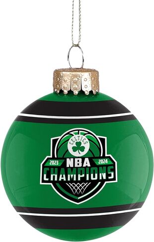 كرة السلة الزجاجية لأبطال الدوري الاميركي للمحترفين 2024 من سلتكس، زخرفة شجرة عيد الميلاد - 2 5/8 بوصة - جانبان - أخضر سلتيك وأسود in Kuwait