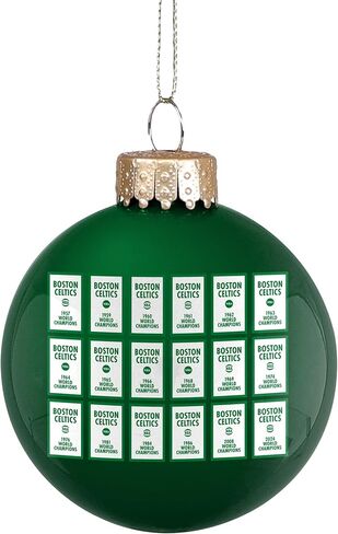 كرة السلة الزجاجية لأبطال الدوري الاميركي للمحترفين 2024 من سلتكس، زخرفة شجرة عيد الميلاد - 2 5/8 بوصة - جانبان - أخضر سلتيك وأسود in Kuwait