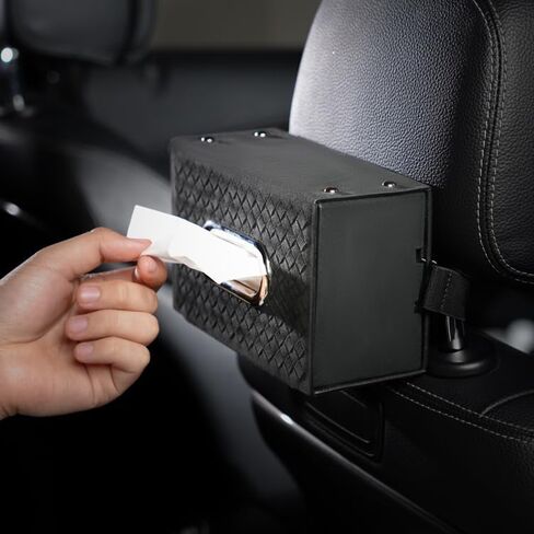 GMQ Car Tissues Holder for Car 1 Pack,Automotive Visor Tissue Holder,Car Backseat Leather Tissue Organization Box Fit for 100-150 Tissues (Suede Leather, Black) in Saudi Arabia