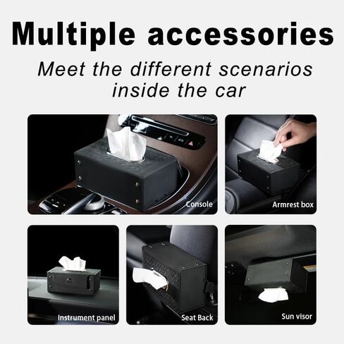 GMQ Car Tissues Holder for Car 1 Pack,Automotive Visor Tissue Holder,Car Backseat Leather Tissue Organization Box Fit for 100-150 Tissues (Suede Leather, Black) in Saudi Arabia
