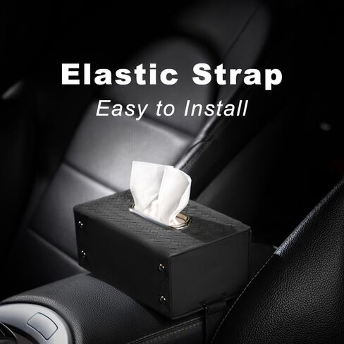 GMQ Car Tissues Holder for Car 1 Pack,Automotive Visor Tissue Holder,Car Backseat Leather Tissue Organization Box Fit for 100-150 Tissues (Suede Leather, Black) in Saudi Arabia