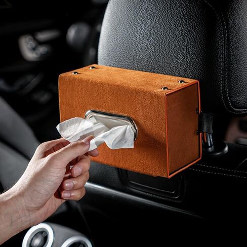 GMQ Car Tissues Holder for Car 1 Pack,Automotive Visor Tissue Holder,Car Backseat Leather Tissue Organization Box Fit for 100-150 Tissues (Suede Leather, Black) in Saudi Arabia