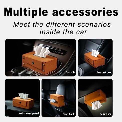 GMQ Car Tissues Holder for Car 1 Pack,Automotive Visor Tissue Holder,Car Backseat Leather Tissue Organization Box Fit for 100-150 Tissues (Suede Leather, Black) in Saudi Arabia