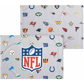 FOCO NFL Repeating Team Logo Pillowcase 2 Pack- Standard Size -Officially Licensed Bedding- Football Pride! (NFL - Team Color)