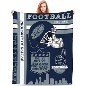 Personalized Football Throw Blanket 60"x50" Rugby Soft Lightweight Blanket Gifts for Football Fans PIT1