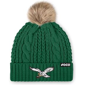 قبعة صغيرة للسيدات من FOCO بشعار فريق NFL من الفرو الصناعي على شكل ذيل حصان in Kuwait