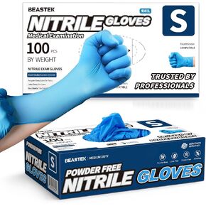 Medical Nitrile Exam Gloves, 4.0 Mil, 100 Pcs Powder-Free Latex-Free Non-Sterile Food Safe Disposable Glove, Blue