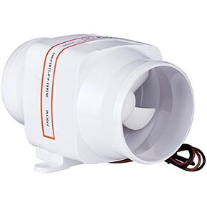 SEAFLO 4" in-Line Marine Bilge Air Blower 24V 270 CFM Quiet Boat White