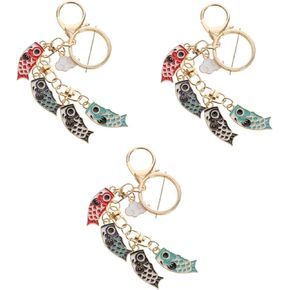 ABOOFAN 2pcs Backpack Keychains Cat Keychain Bag Pendant Lucky Charms Japanese Koinobori Flag Keychain Japan