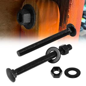 CNQLIS Carriage Bolt Kit, 1/2 x 10 Black Carriage Bolt Kit, Rustproof Carriage Bolt (12Pcs)