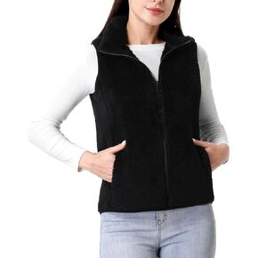 GIMECEN Womens Fuzzy Sherpa Fleece Vest Lightweight Sleeveless Jacket Full Zip Outerwear Polar Soft Waistcoat