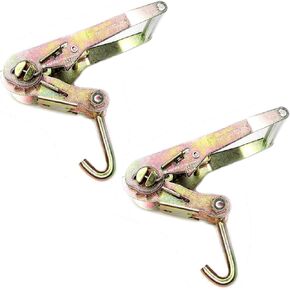GRIPON (Pack of 4) 2-inch Ratchet with Finger J Hook Tie Down
