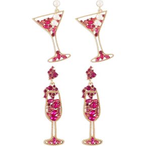Champagne Earrings Crystal Wine Bottle Dangle Earrings for Women Rhinestone Margarita Earrings Tequila Earrings Jewelry New Years Eve Outfits Women