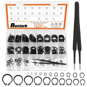 266Pcs 21 Sizes Black External Snap Rings Assortment Kit with Tweezers Alloy Steel External Retaining Rings Circlip Snap Retaining Clip Rings C-clips Snap Ring Set for Axle Shaft Parts