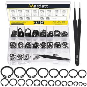266Pcs 21 Sizes M4-M28 External Retaining Rings Assortment Kit, Circlip Retainer Rings, Circlip Snap Retaining C-Clips with Tweezer for Axles, Shafts and Other Moving Parts