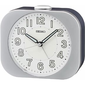 Seiko Kyoda II Non Ticking Bedroom Alarm Clock, 4 Inch, Metallic Blue