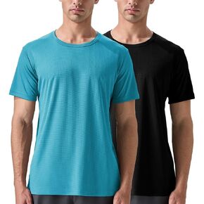 Men's 2 Pack Lightweight Crew Neck Athletic Running Short Sleeve T-Shirts Breathable Gym Workout Tee Shirts for Men