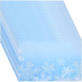 30 Pieces Snowflake Letterhead Winter 8.3 x 5.7 Inch Printer Papers Christmas Stationery Snow Wrting Paper for Business or Christmas Party Wedding Home Supplies (30)