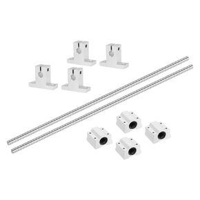 uxcell 2 Pcs 8mm x 450mm Linear Motion Rail Shaft Slide Guide with 4 Pcs SCS8UU Bearings and 4 Pcs SK8 Rail Support Linear Motion Rod Shaft Guide Set for CNC Machine 3D Printer, Silver