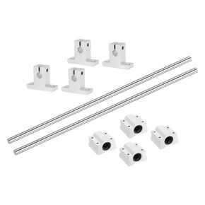 uxcell 2 Pcs 8mm x 350mm Linear Motion Rail Shaft Slide Guide with 4 Pcs SCS8UU Bearings and 4 Pcs SK8 Rail Support Linear Motion Rod Shaft Guide Set for CNC Machine 3D Printer, Silver