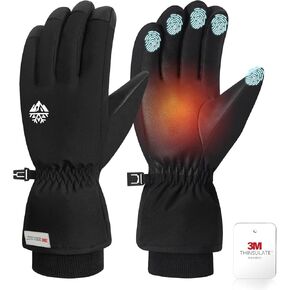 Pixel Panda Ski Gloves Waterproof Thermal Snow Gloves for Men & Women 3M Thinsulate Insulated Thick Warm Winter Gloves for Cold Weather Windproof Touchscreen Anti-Slip for Skiing Snowboard Snowmobile